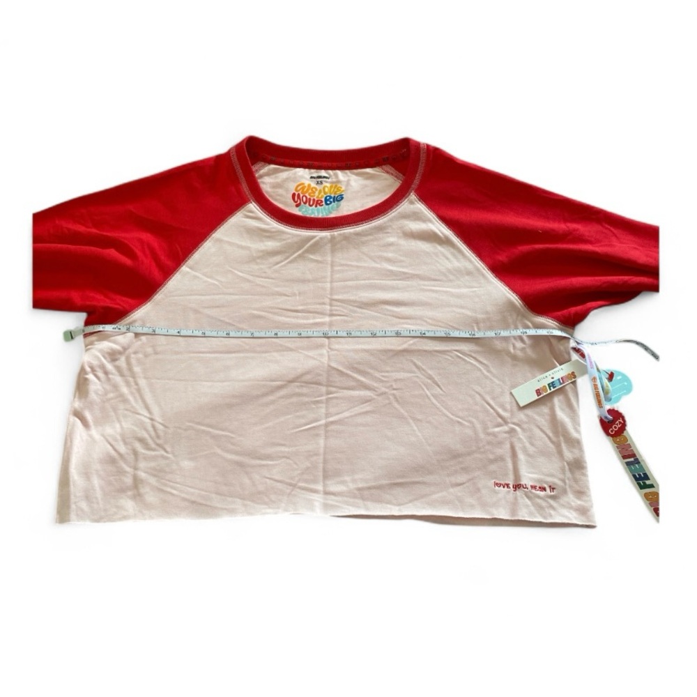 Alice + Olivia Big Feelings Pink and Red Crop Sweatshirt NWT - Picture 4 of 6
